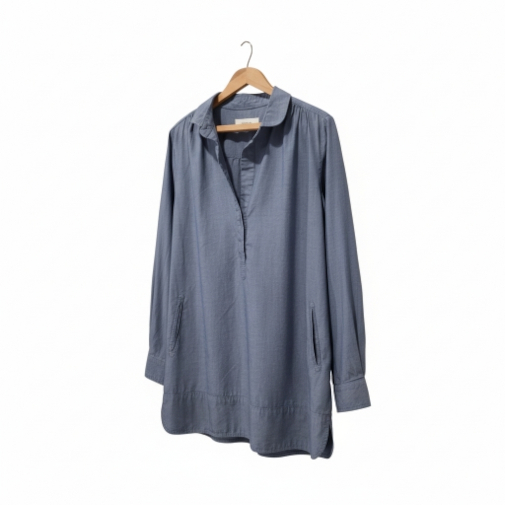 Workshop Andrea Jovine Womens Tunic Denim Chambray Coastal Top Shirt XL